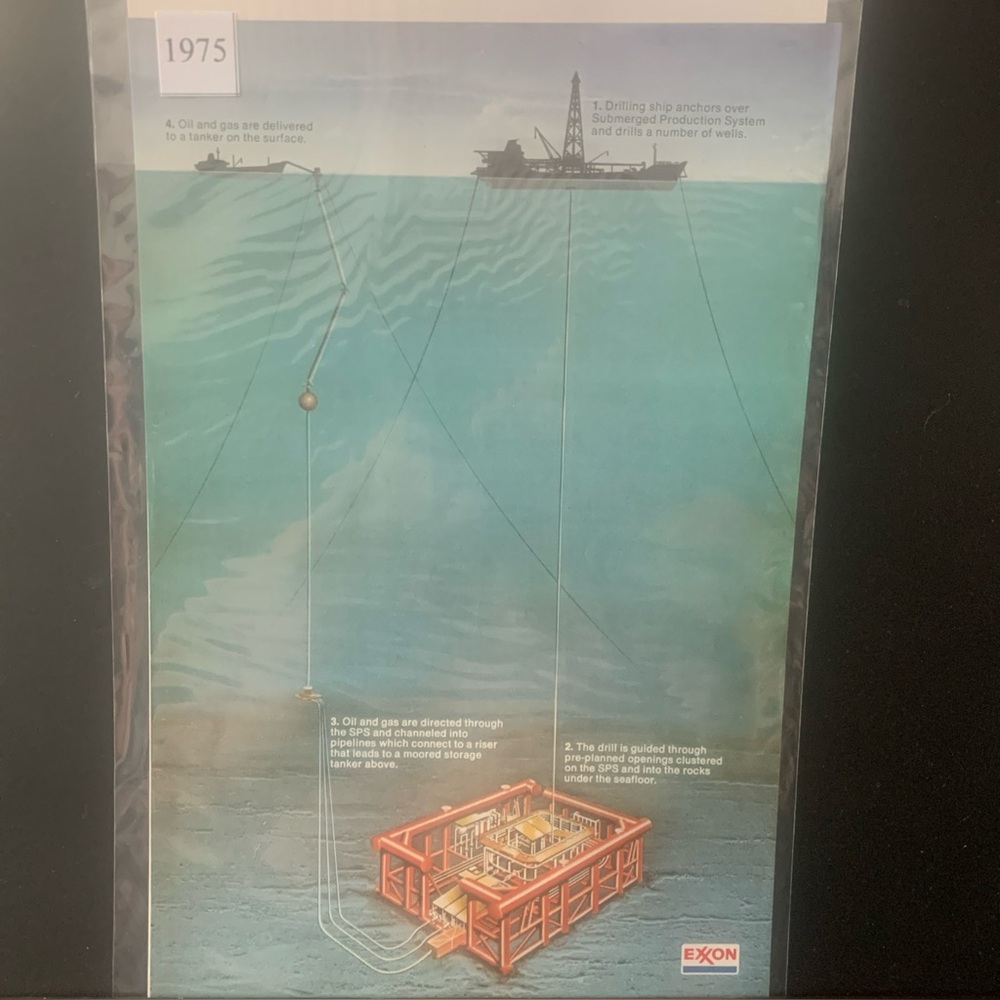 Vintage 1975 Exxon Oil Drilling Ship Ad Advertisement